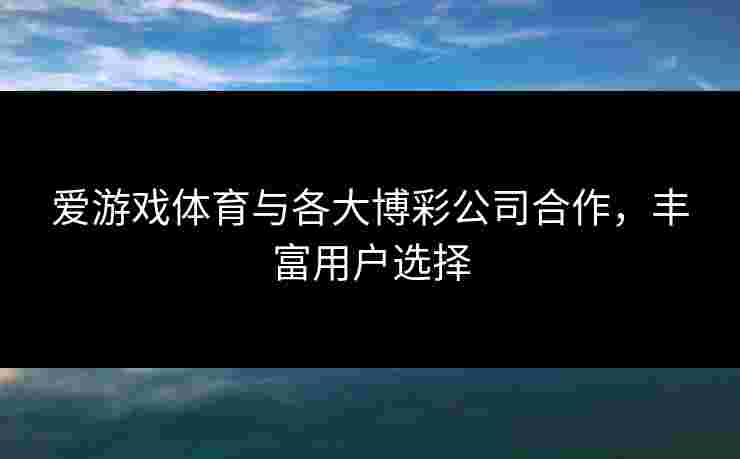 爱游戏体育与各大博彩公司合作，丰富用户选择