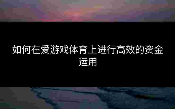 如何在爱游戏体育上进行高效的资金运用